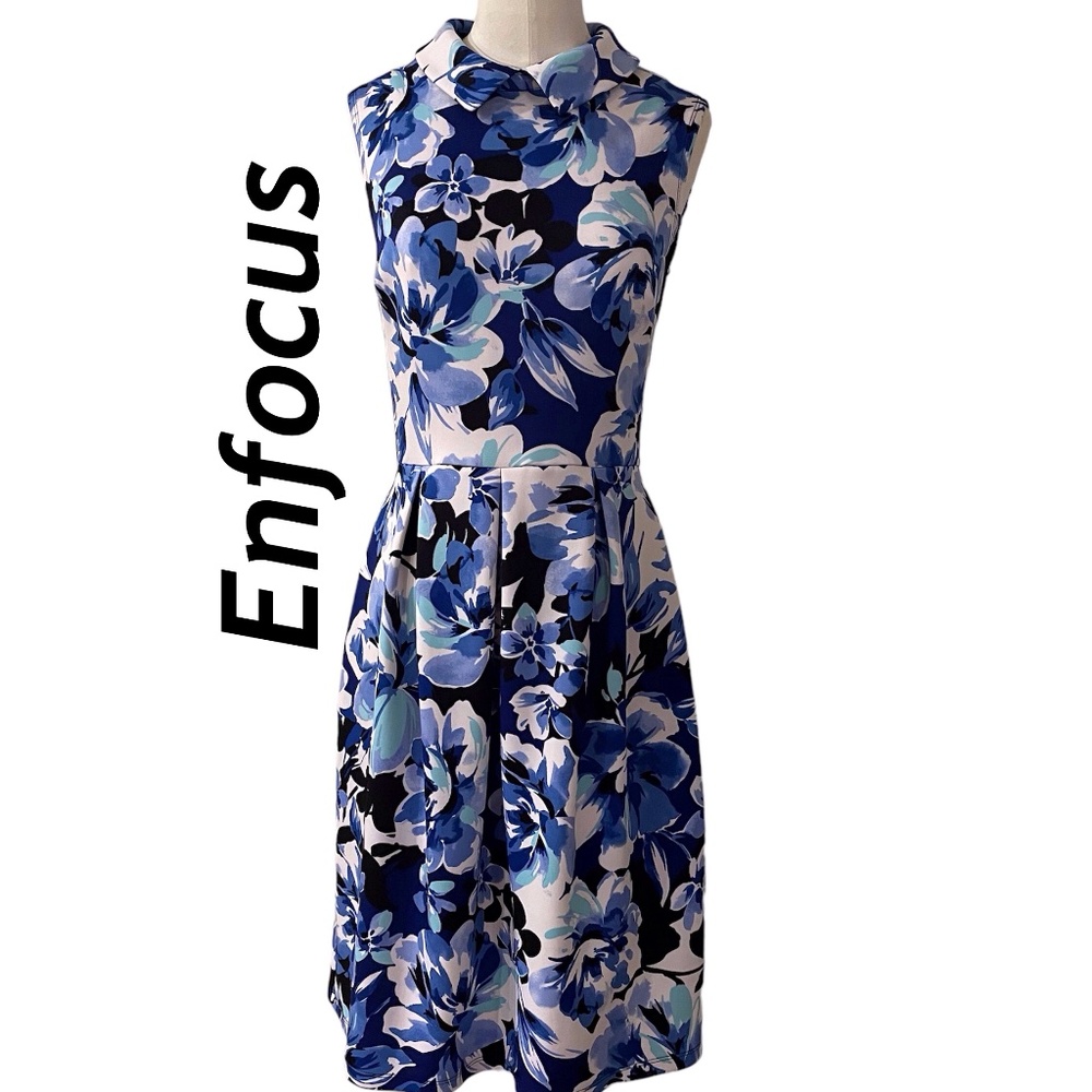 Enfocus blue floral sleeveless dress Size 6